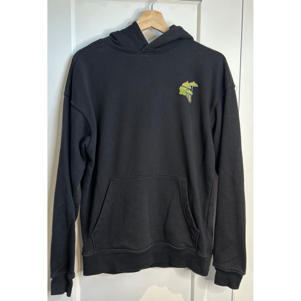 Nature Nurtures Mushroom Graphic Black Oversized Hoodie XS 30-32